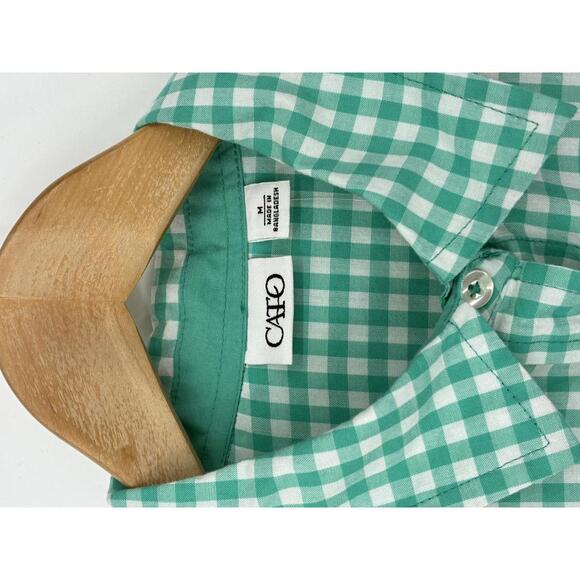 Cato Women's Teal Green and White Gingham Button-Up Shirt Medium - Picture 3 of 8